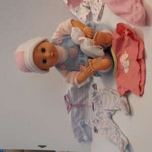 Adorable 12"  Baby Doll with Pink and Blue Outfit
